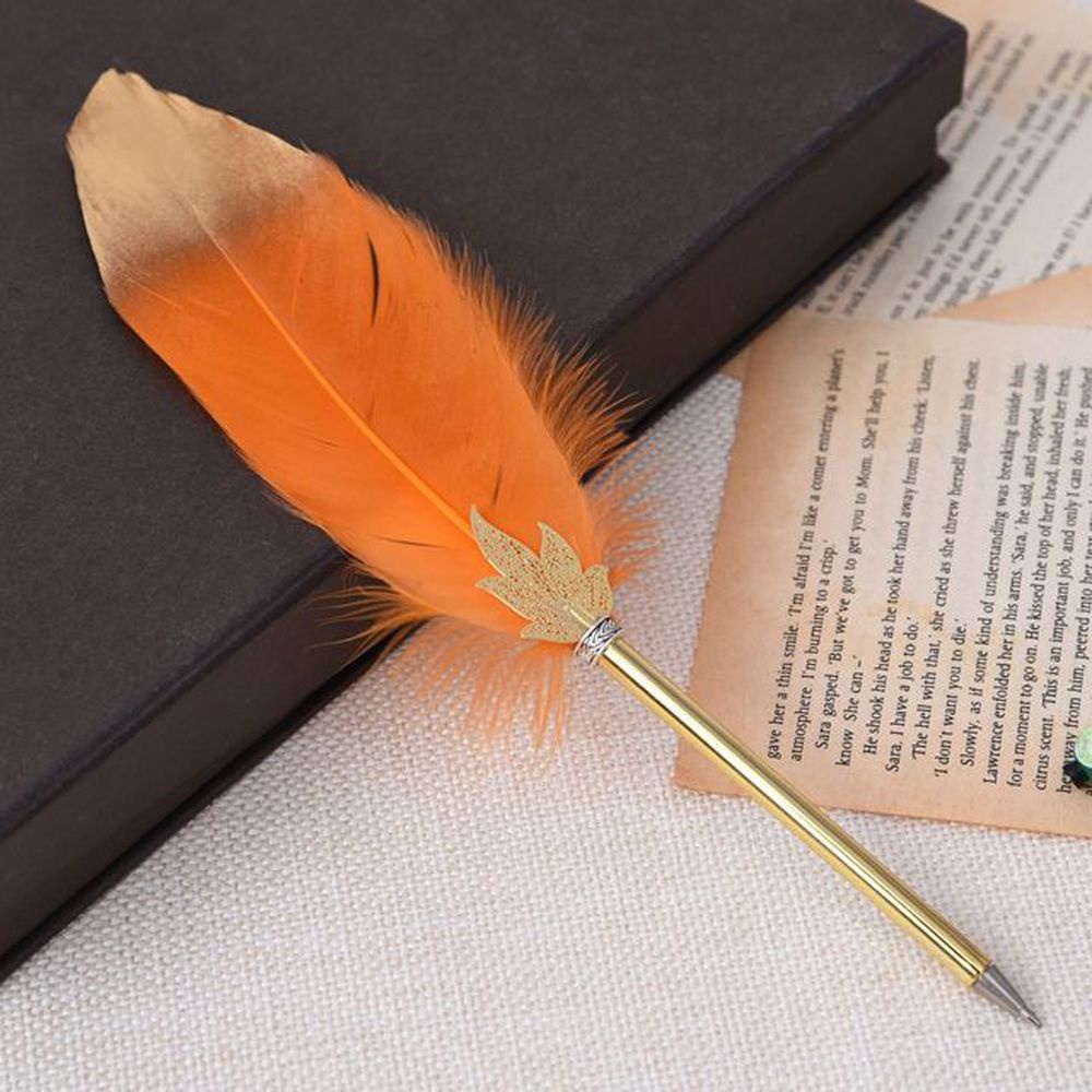 ELEGANT Fashion Writing Pen Creative Feather Decor Ballpoint Pen Gift Writing Supplies Office Supplies Student Stationery Feather Ballpoint Business 0.5mm