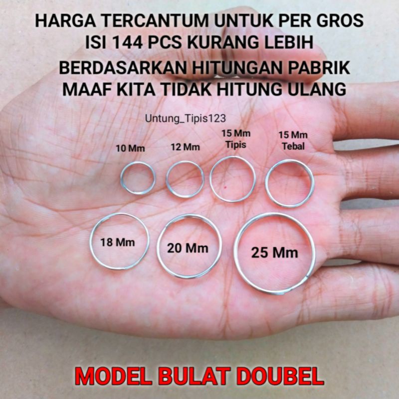 Ring ganci bulat Ring gantungan kunci double isi 144 Pcs Ring Nikel