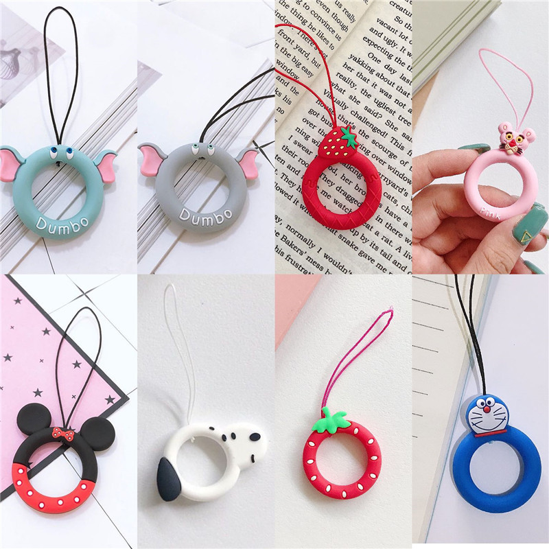 New Cartoon Mobile Phone Lanyard Silicone Ring Ring Accessories Mobile Phone U Disk Key Universal Anti-drop Short Donut