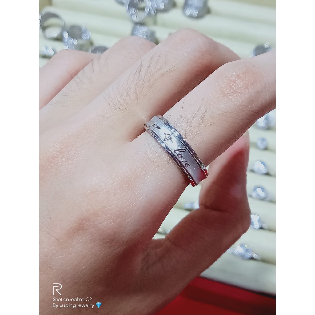 cincin titanium wanita korea motif love