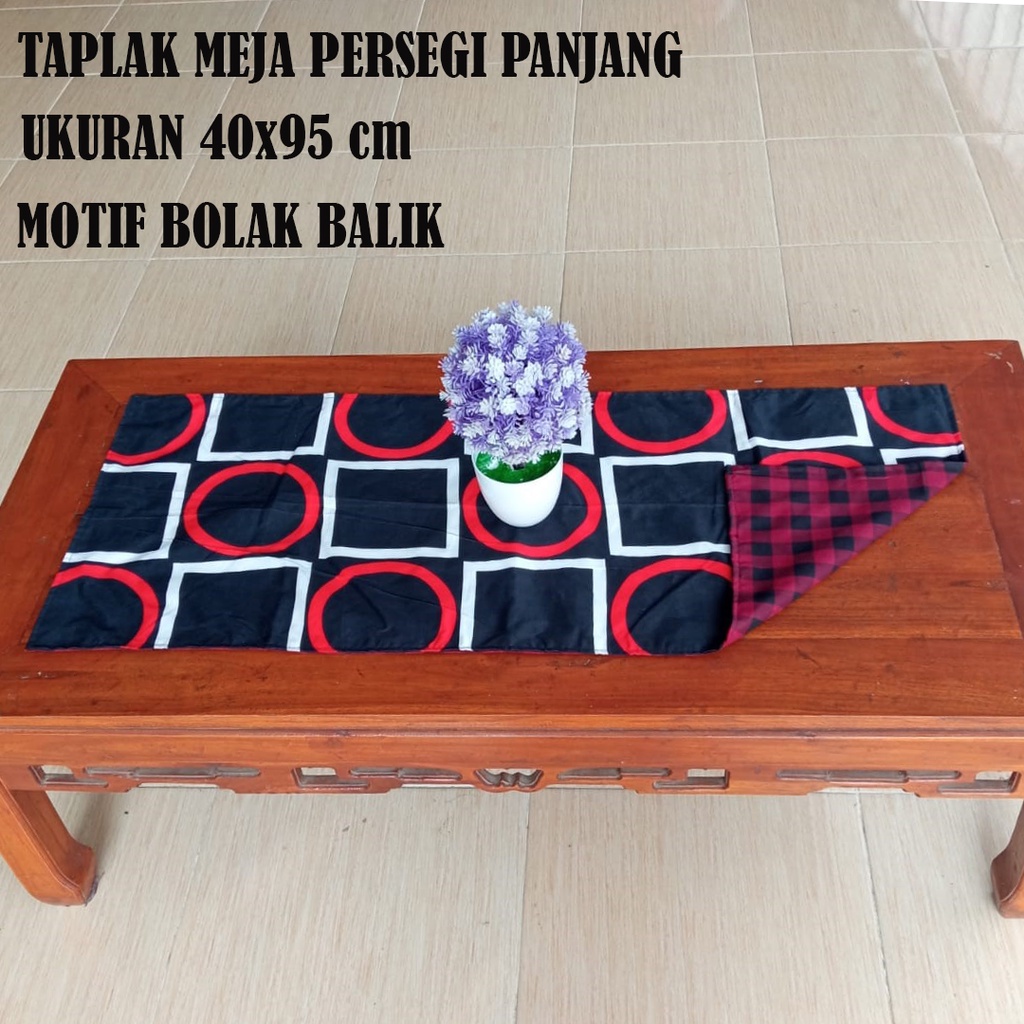 Taplak Alas Meja Tamu Minimalis Persegi Panjang Ukuran 40x95cm Motif Bolak Balik Dekorasi Perlengkapan Rumah