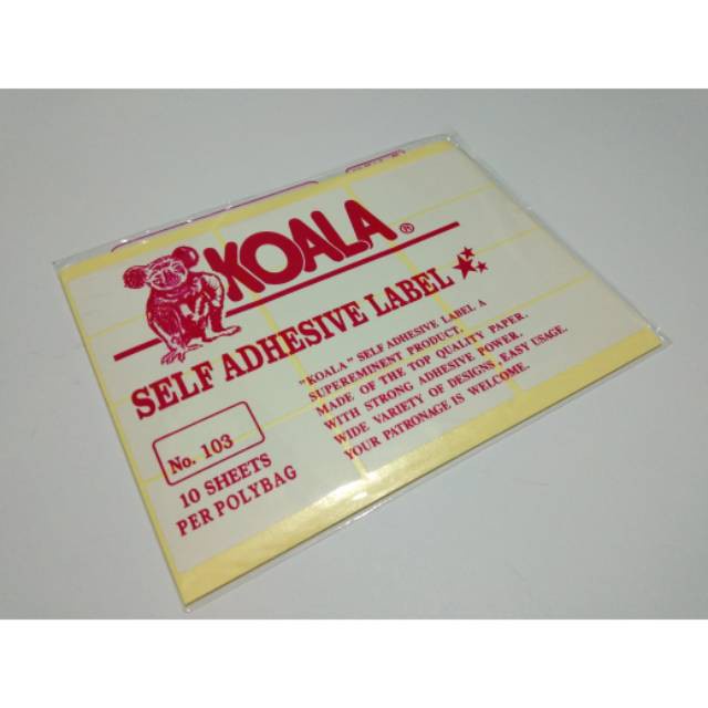 

Kertas label sticker Koala - 10 lembar