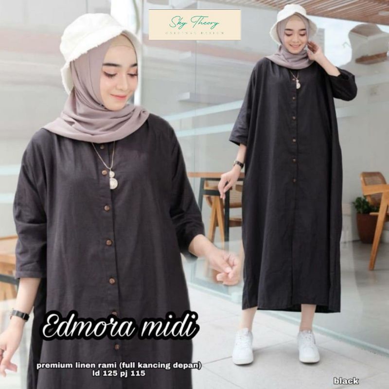 Midi Dress Polos Terbaru Baju Busui  Remaja Kekinian Terlaris pakaian Wanita Terbaru Tunik Terlaris Baju Santai Wanita Casual Pakaian Polos wanita full Kancing fashion ootd wanita