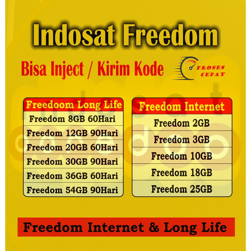 Indosat Freedom Combo Attack - Non Attack 6GB 10GB 20GB 30GB 40GB Inject &amp; Voucher