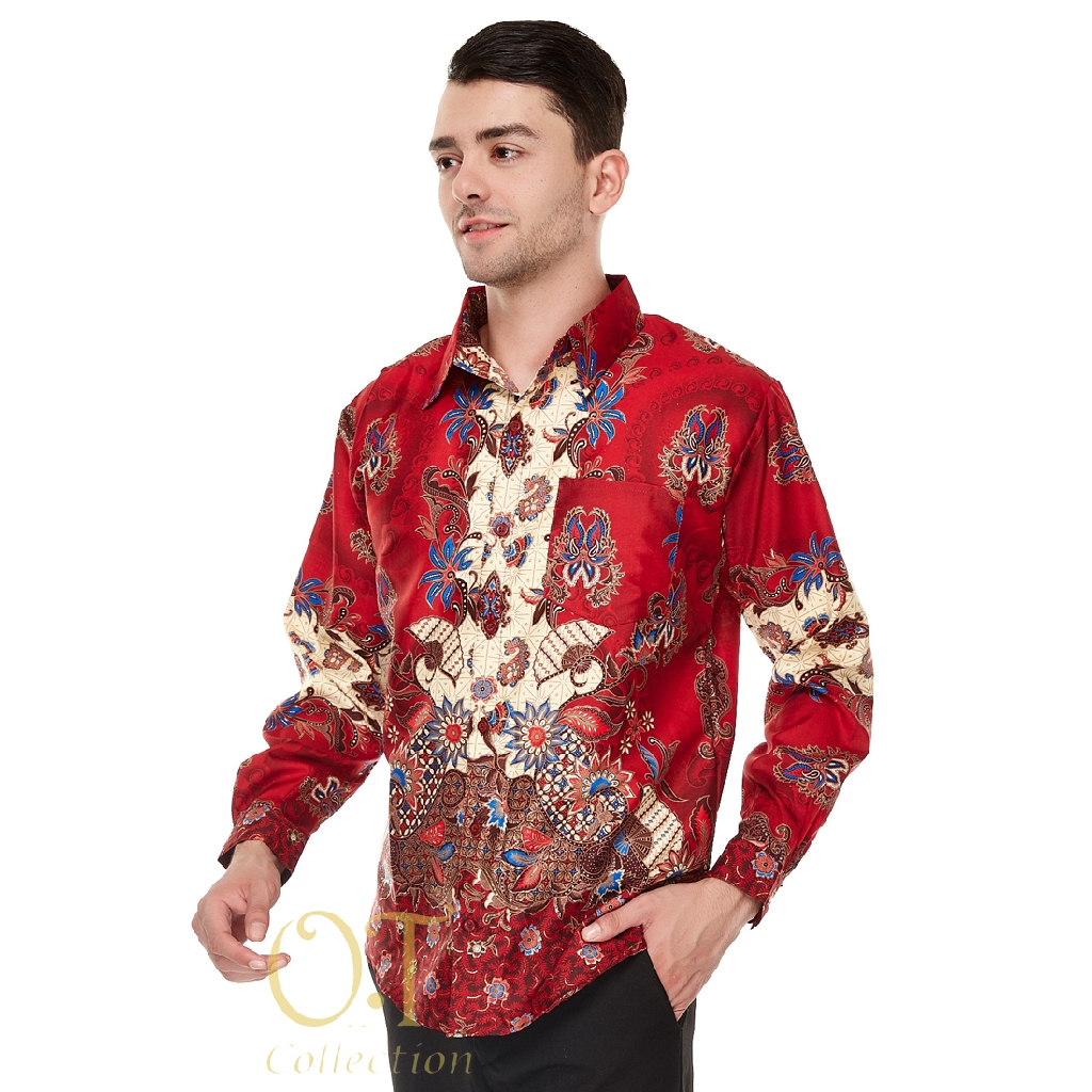 [batik pandawa OT] kemeja batik formal pria satin velvet gliter