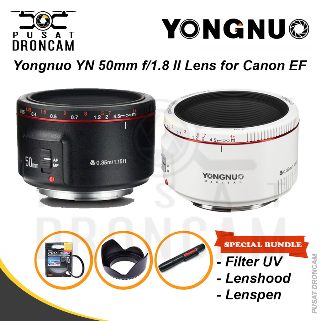 LENSA YONGNUO YN 50MM F1.8 MARK II PAKET BONUS / LENSA FIX YN 50MM