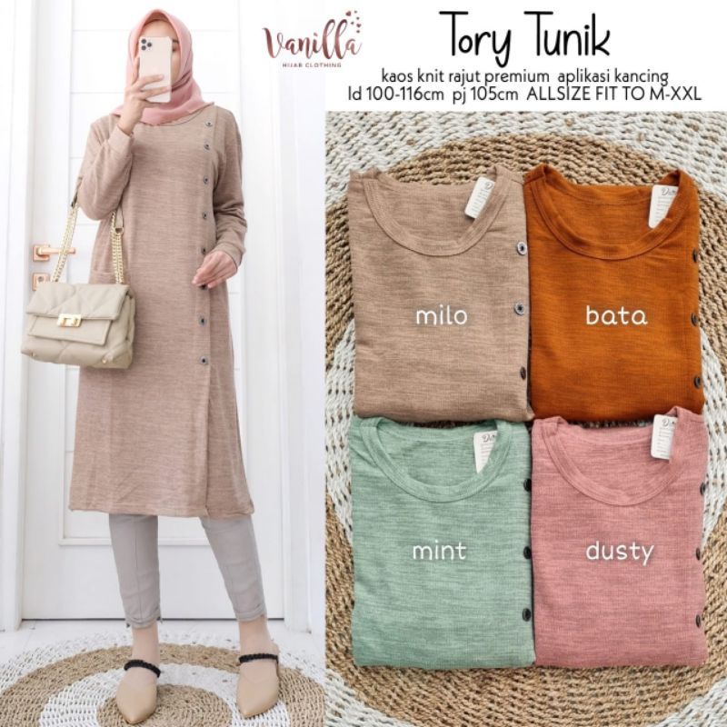 Tory Tunik - Tunik Kaos Knit Rajut LD100+ / Kantong depan / R.28 - 271