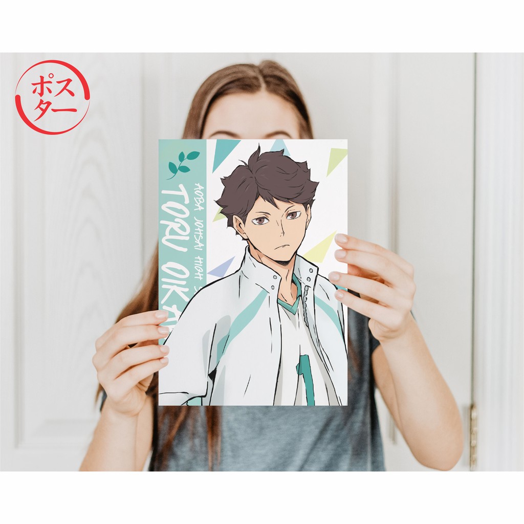 Koleksi Poster Anime Haikyuu A -  Hinata Kageyama Tsukishima Oikawa Kenma Bokuto Atsumu  - Size A4+-Oikawa A