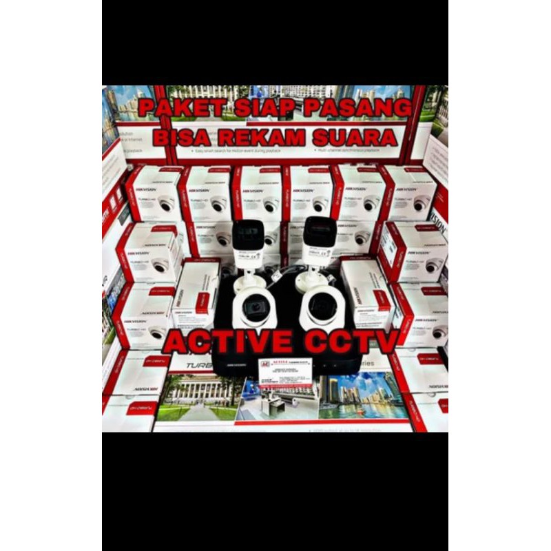 paket camera cctv 4 kamera hikvision 2mp audio built in mic 1tb psu box