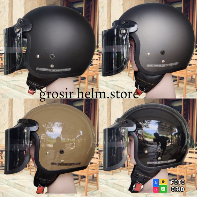 Helm Bogo dewasa merk NHR ORI kaca datar SNI