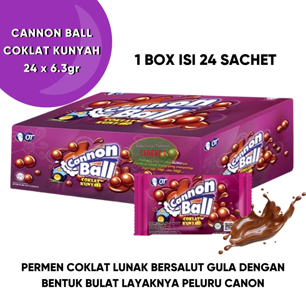 

Cannon Ball Coklat Kunyah [1 box isi 24 x 6.3gr]