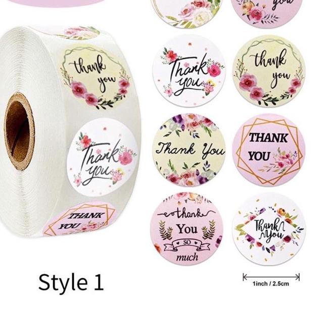 

oasticker label bulat motif bunga tulisan thankyou warna putih untuk kotak hadiah pesta/amplop 100 p