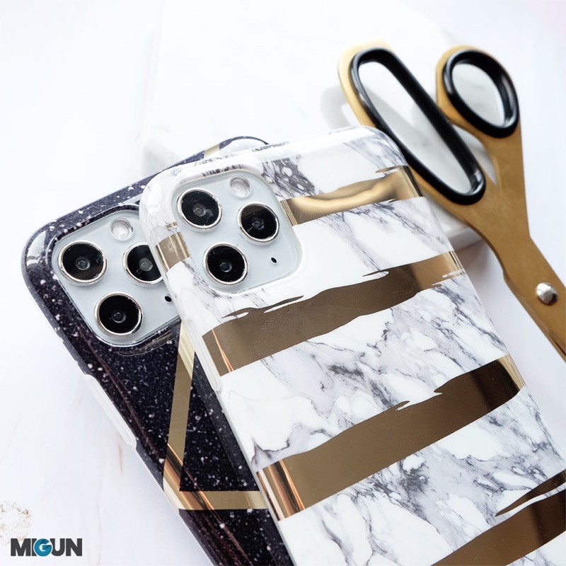 Black &amp; White Gold Foil Marble Case - softcase glossy full cover for all iPhone