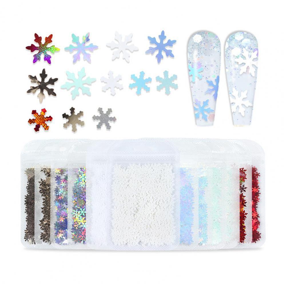 AUGUSTINA Augustina Snowflake Nail Sequin Laser Charm Glitter Flakes Snowflake Shiny DIY Nail Art Dekorasi