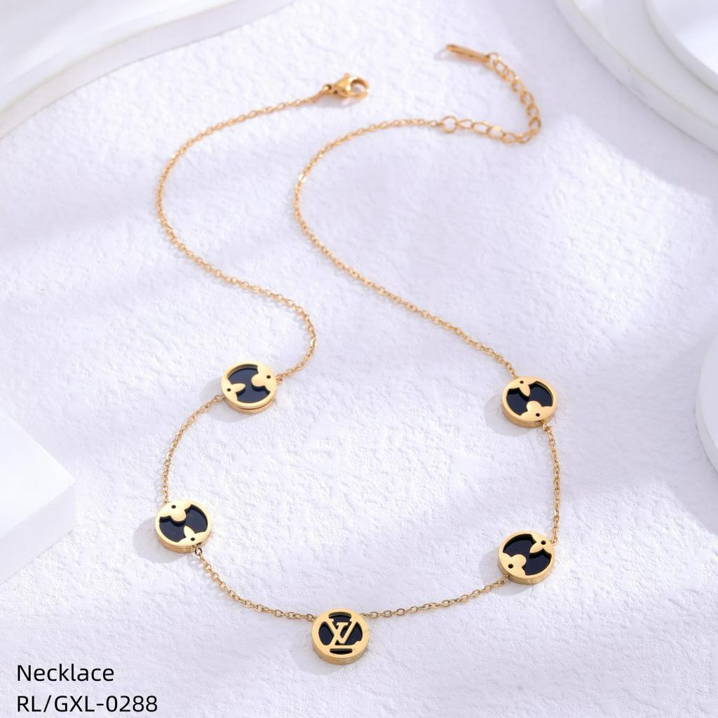 Kalung Titanium Permata Hitam Perhiasan Fashion 0288
