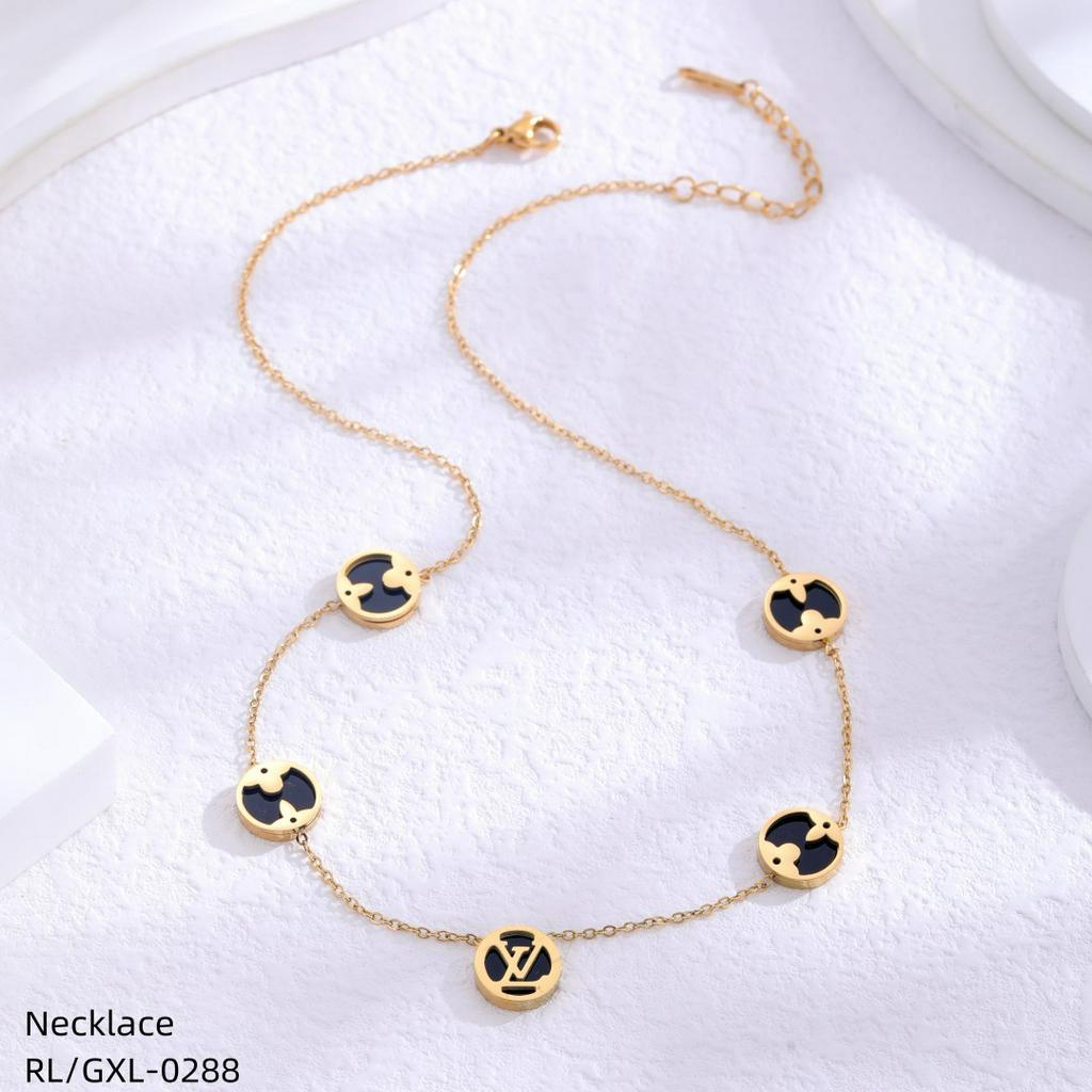 Kalung Titanium Permata Hitam Perhiasan Fashion 0288