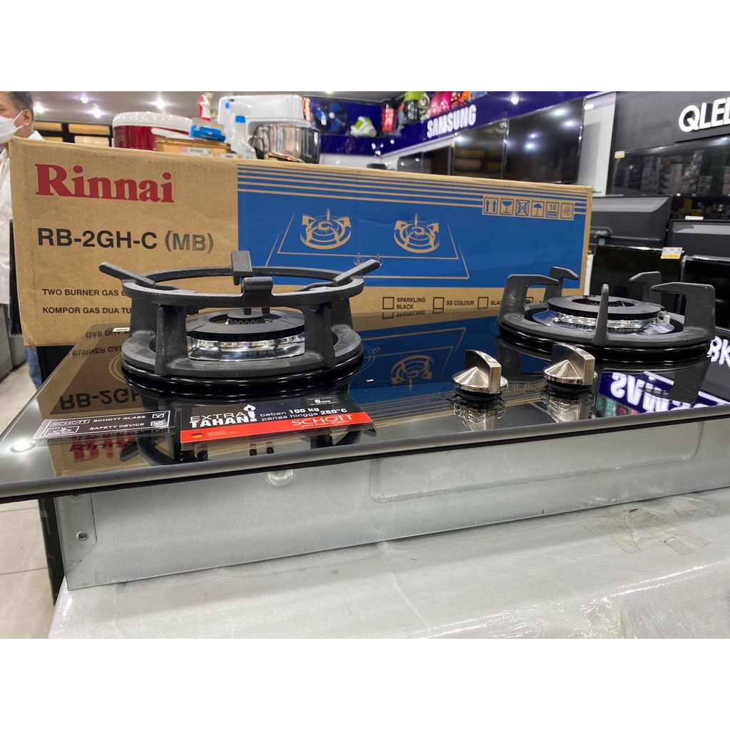 KOMPOR TANAM, BUILT IN STOVE RINNAI RB-2GH-C MIRROR BLACK