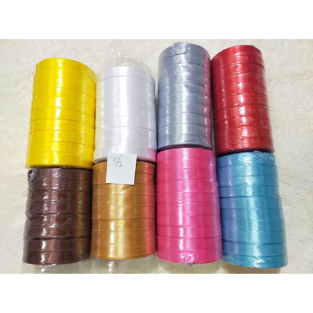 

Pita Satin 1/2 inch Kualitas Bagus Tebal Mengkilat Halus Harga Murah