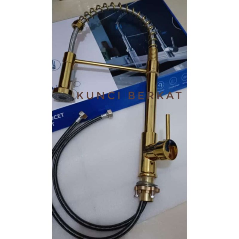 Kran Cuci Piring Tarik Gold/Keran Angsa/Kran Kitchen Sink Gold