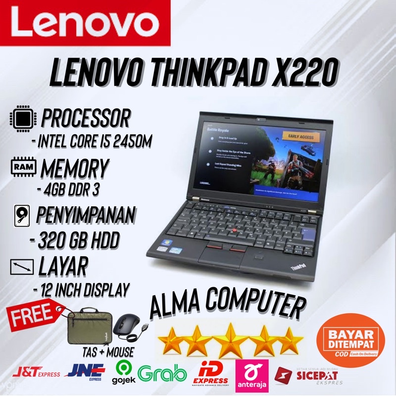 LENOVO THINKPAD X220 CORE I5 RAM 4GB HDD 320GB ORIGINAL BERGARANSI