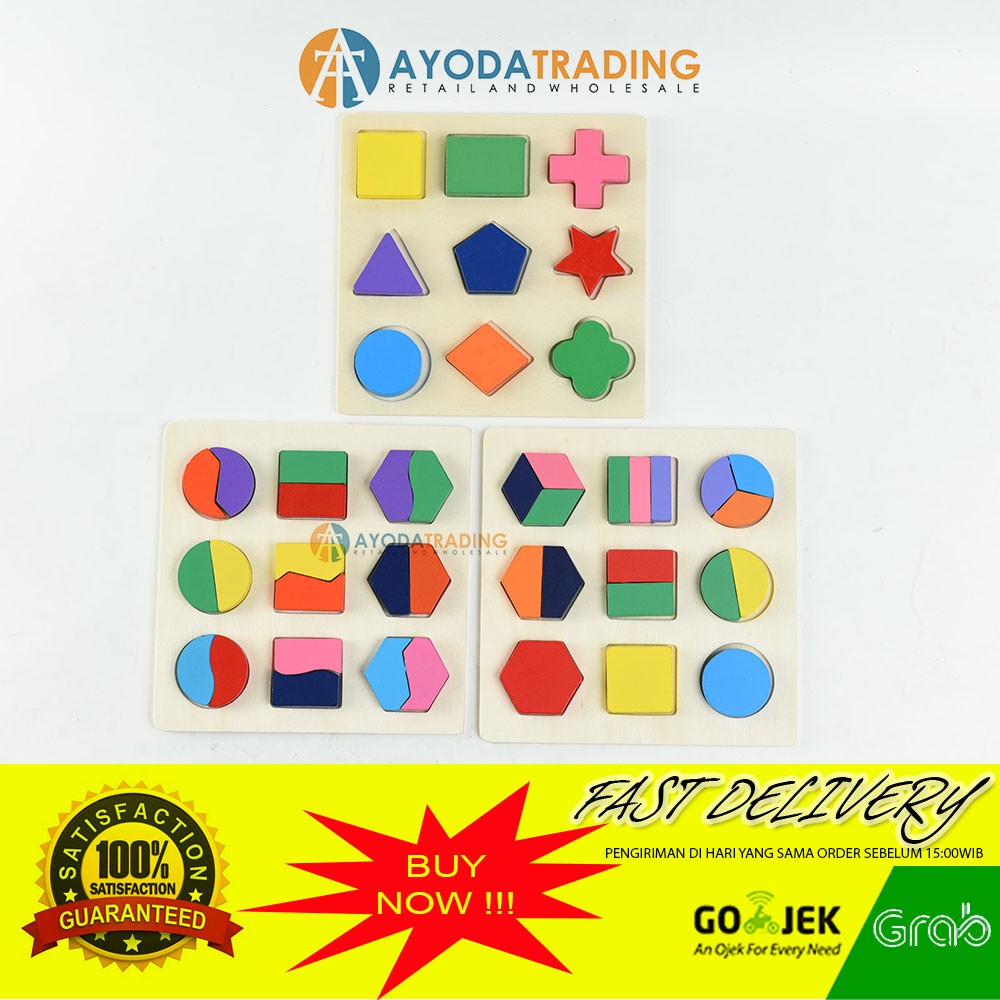 Wooden Shapes Puzzle Kayu Tangram Montessori