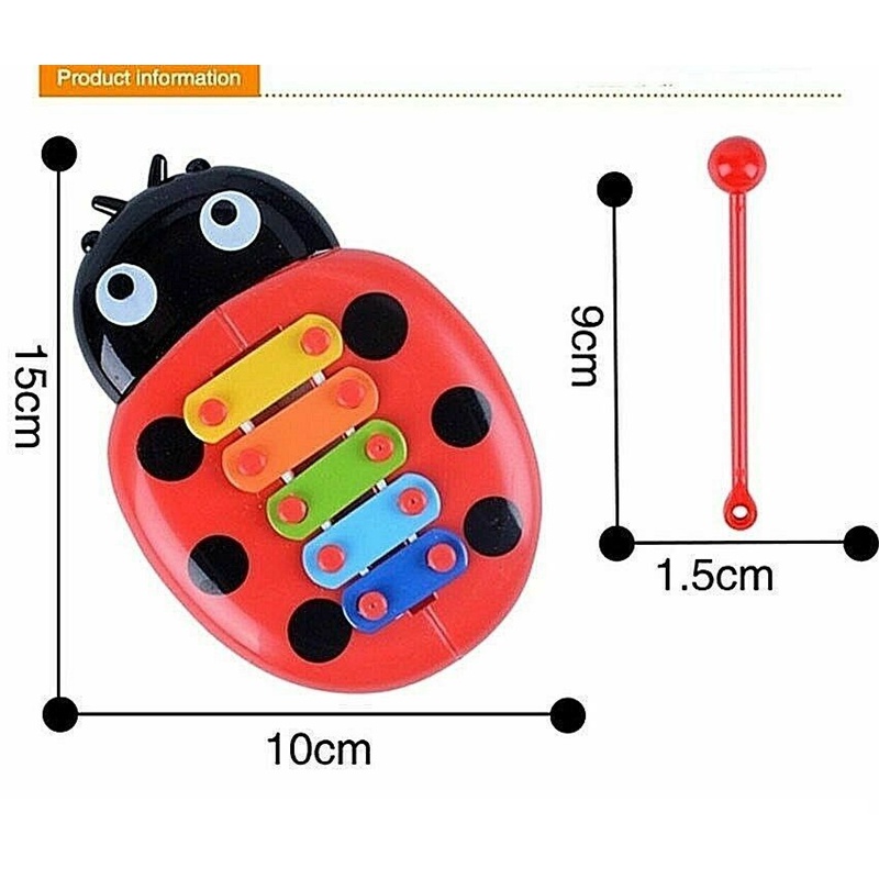 Mainan XYLOPHONE 5 Nada Bentuk Kumbang Warna Merah Untuk Edukasi Musik Anak