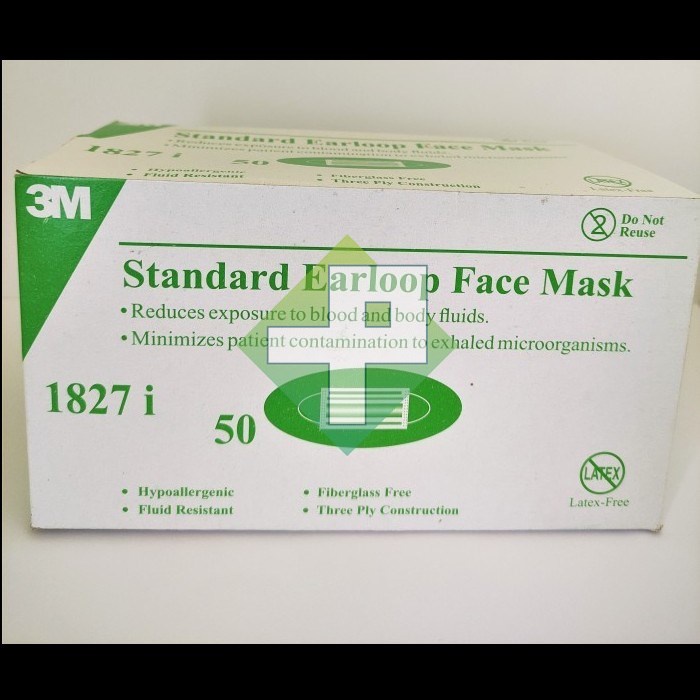 Masker Earloop 3M 1827i Surgical Mask 3ply 1 Box isi 50's