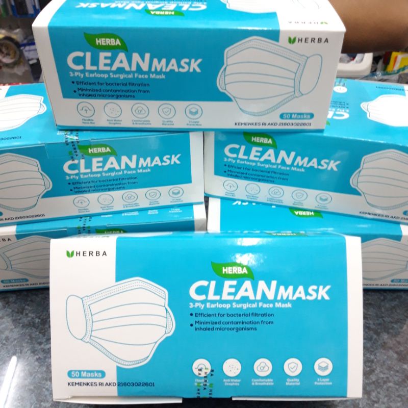 Herba Clean Mask Masker Medis Herba Clean KEMENKES SUGICAL Mask halus dan wangi