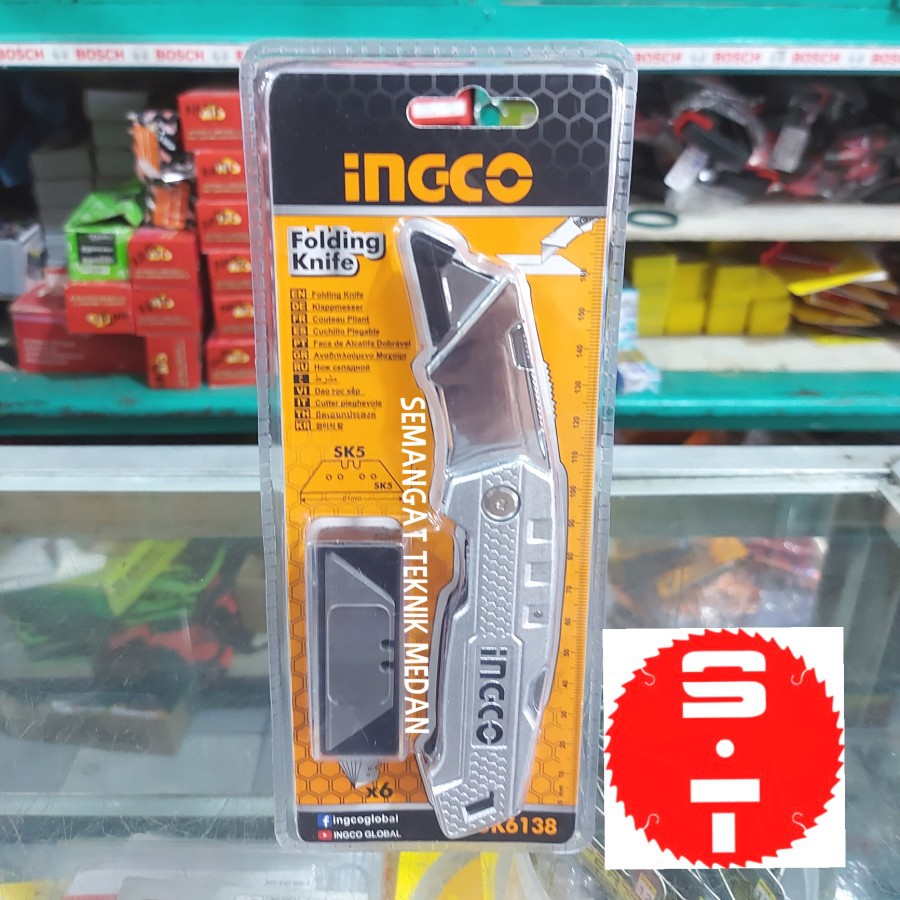 HUK6138 PISAU LIPAT CUTTER MINI SERBAGUNA FOLDING UTILITY KNIFE INGCO