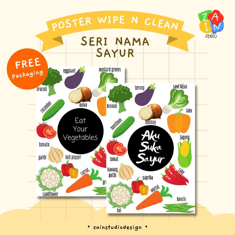SERI POSTER SAYUR - POSTER ANAK EDUKASI BALITA TK PAUD
