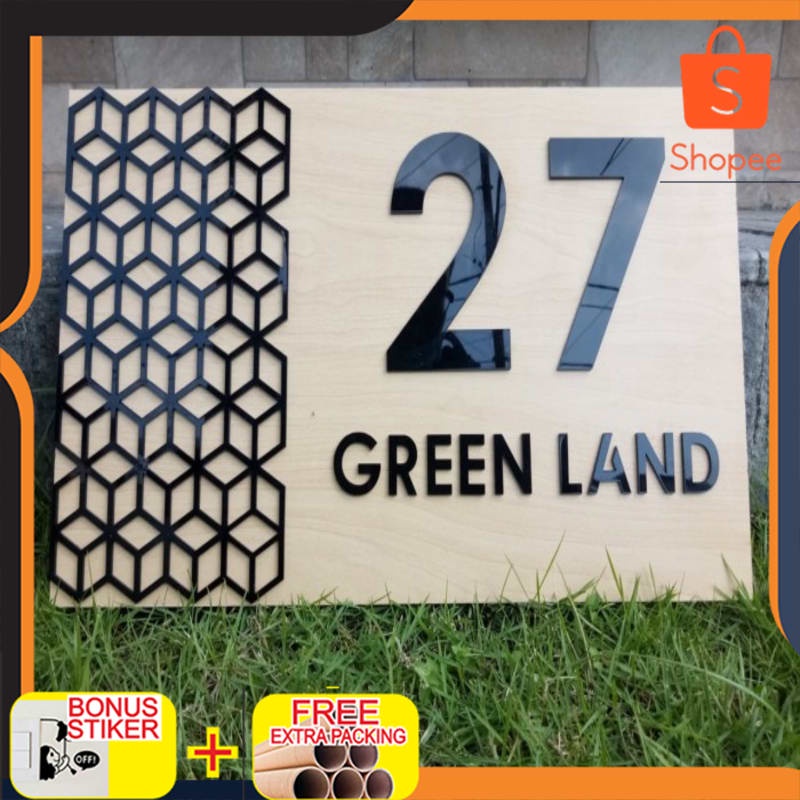 Murah Nomor Rumah Mewah Modern Acrylic 3 Elegan
