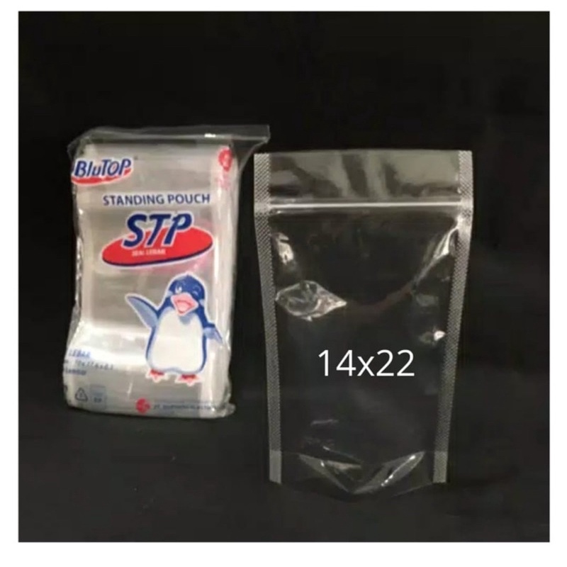 plastik pp standing pouch single seal 14 x 22 blutop @50 pcs standing pouch 14x22 -standing pouch 14
