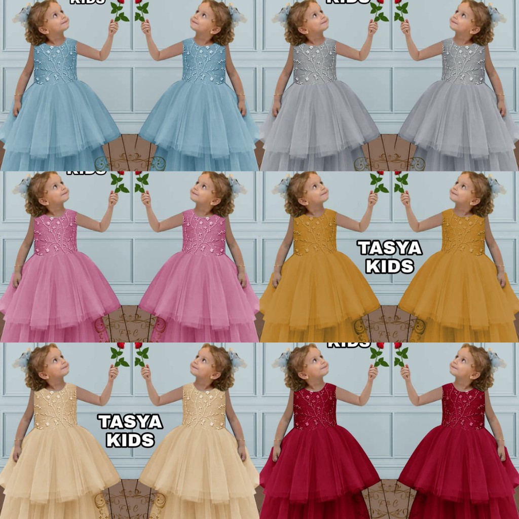 PCS DRESS TASYA KID BAHAN TILE MUTIARA PAKAIAN ANAK PEREMPUAN FE