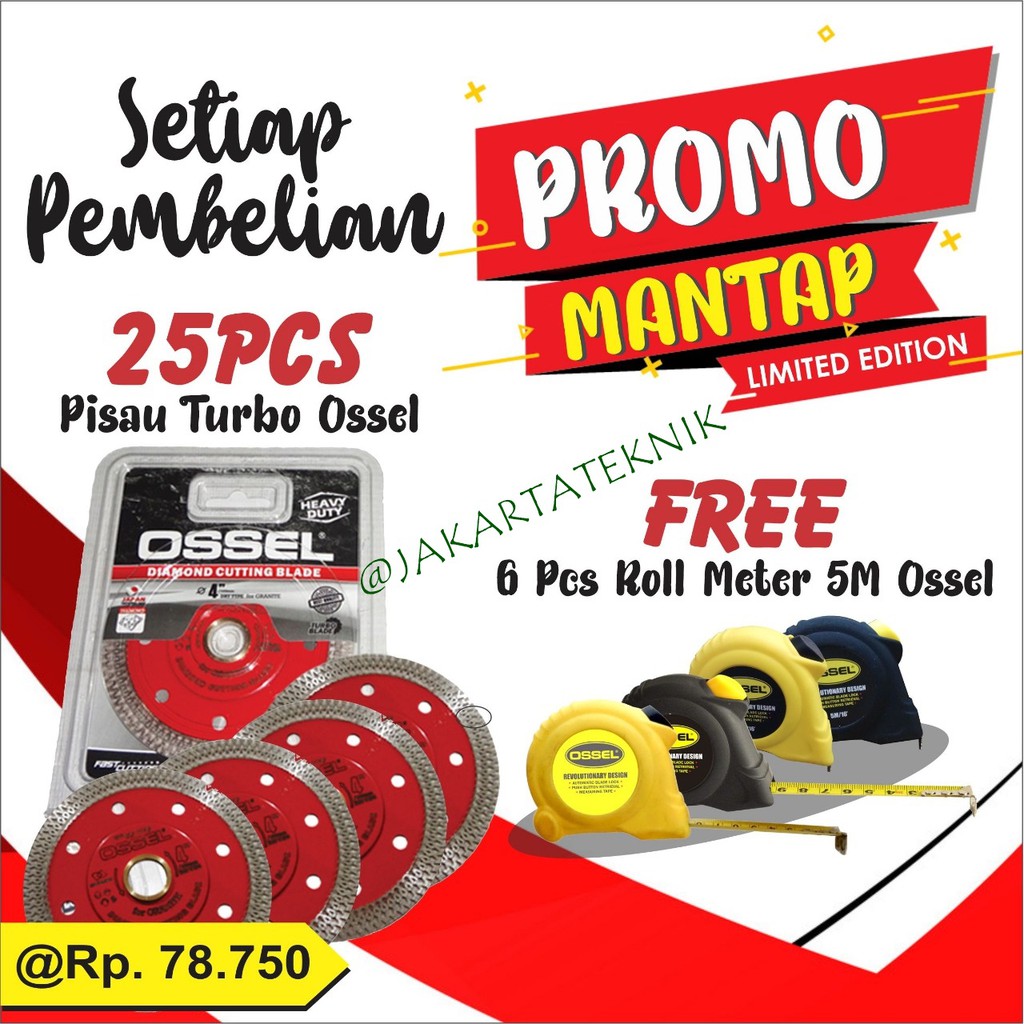 PAKET MURAH 25 Pisau Potong Granit Turbo Ossel Gratis Meteran Ossel