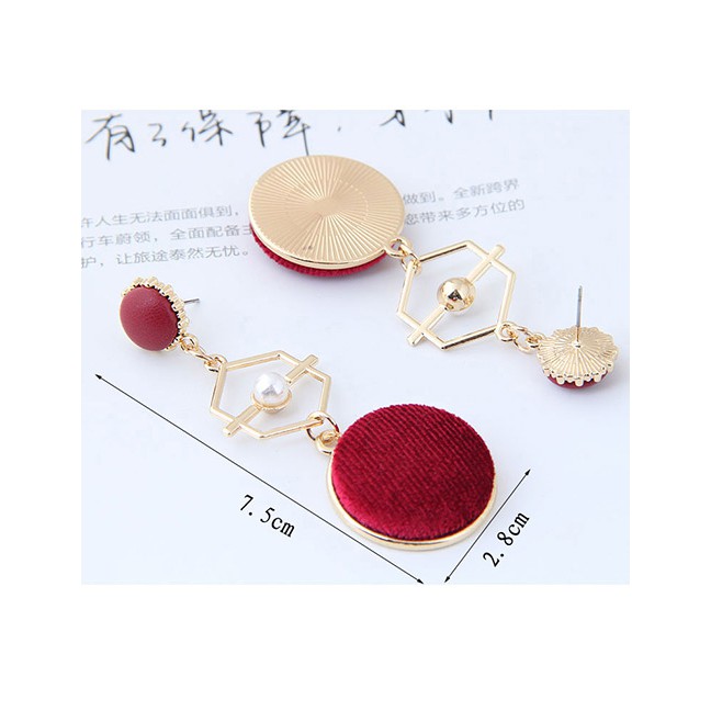 LRC Anting Tusuk Vintage Red Hollow Out Decorated Earrings A51629