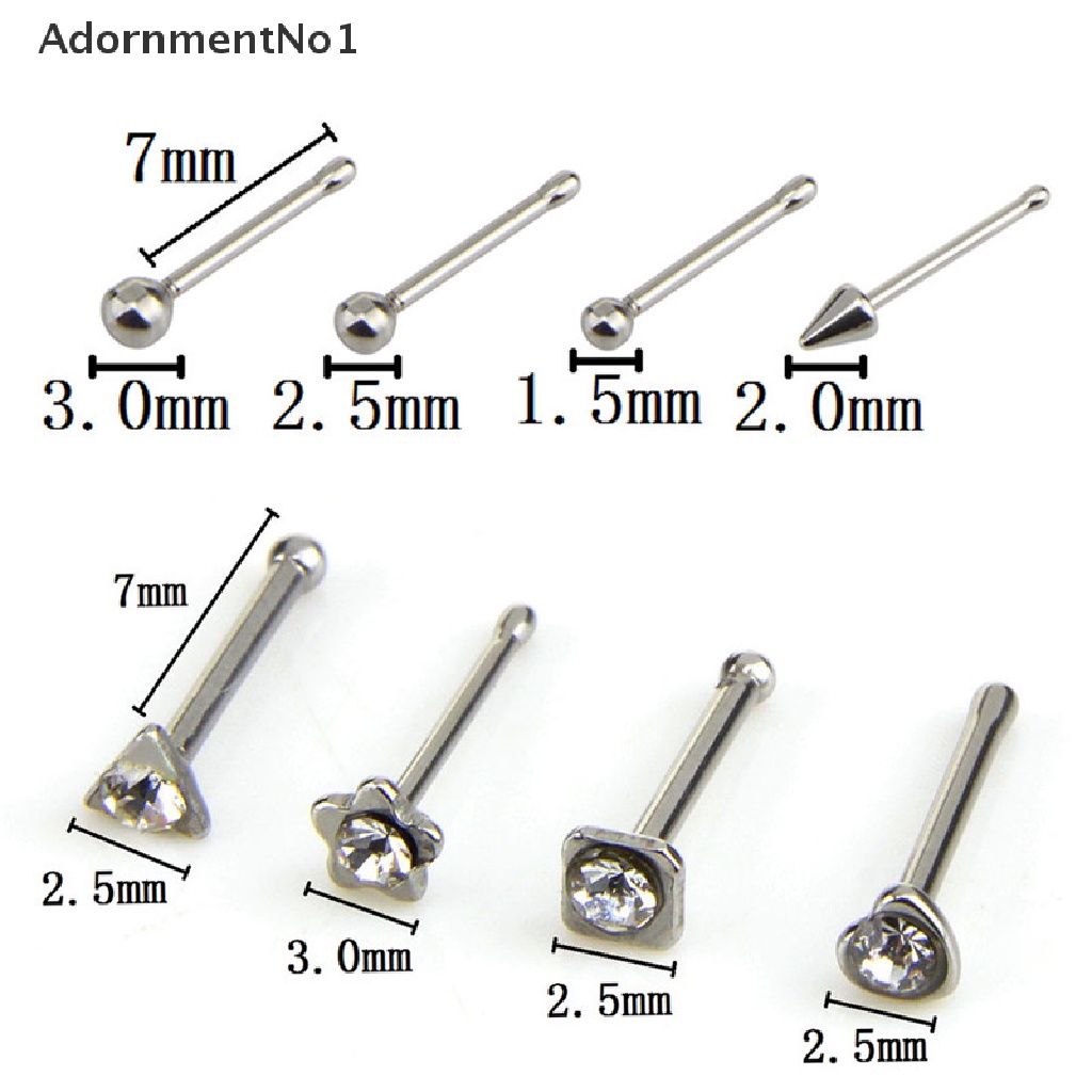 (AdornmentNo1) 14pcs / Set Cincin Tindik Hidung Bahan Stainless Steel Hias Kristal Untuk Wanita