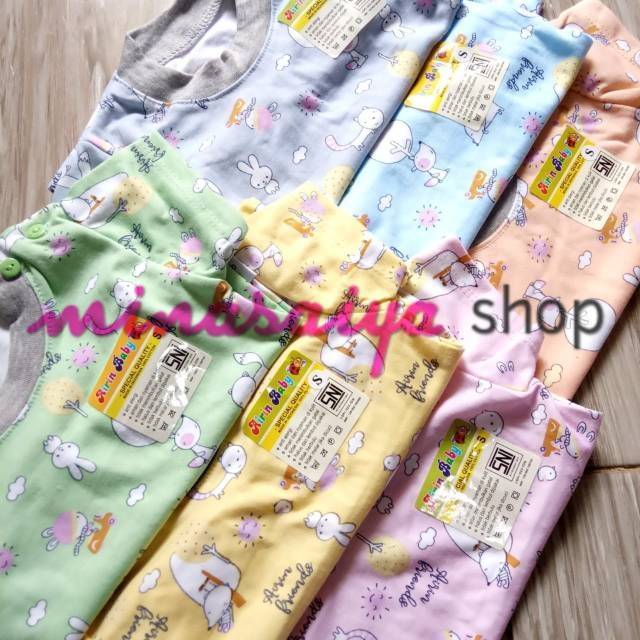 AIRIN BABY Setelan Bayi SNI Lengan Pendek Celana Panjang Motif Kancing Pundak Uk. S - XL