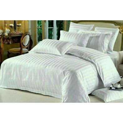 TERLARIS BEDCOVER+SPREI HOTEL PUTIH SALUR PREMIUM