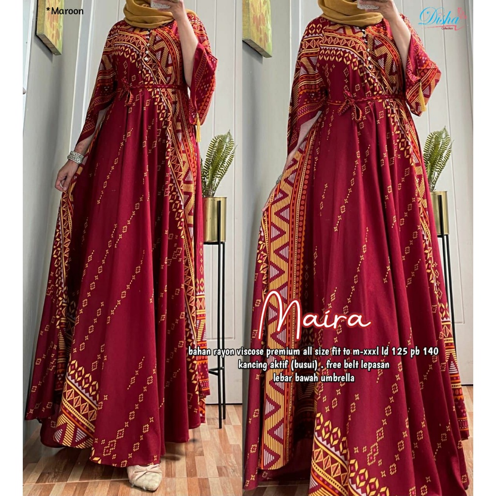 DRESS BATIK MAIRA, BAHAN RAYON VISCOSE LD 125CM ALLSIZE M-XXXL // HIGHT QUALITY, GAMIS JUMBO UMBRELL