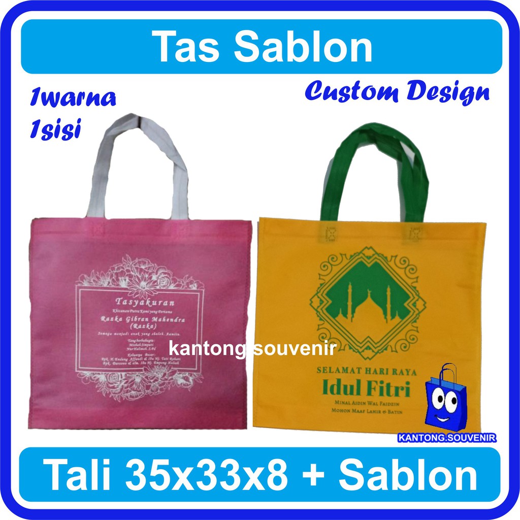 

Goodie bag promo tali ukuran 35x33x8 cm plus sablon