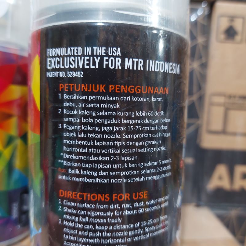 Pilok Pilok Cat Semprot MTR ARTONE Clear Pernis Glossy Transparant 300cc Ukuran Besar Tahan Bensin Semprotan Bisa diputar Miring dan Lurus (Horizontal dan Vertical)