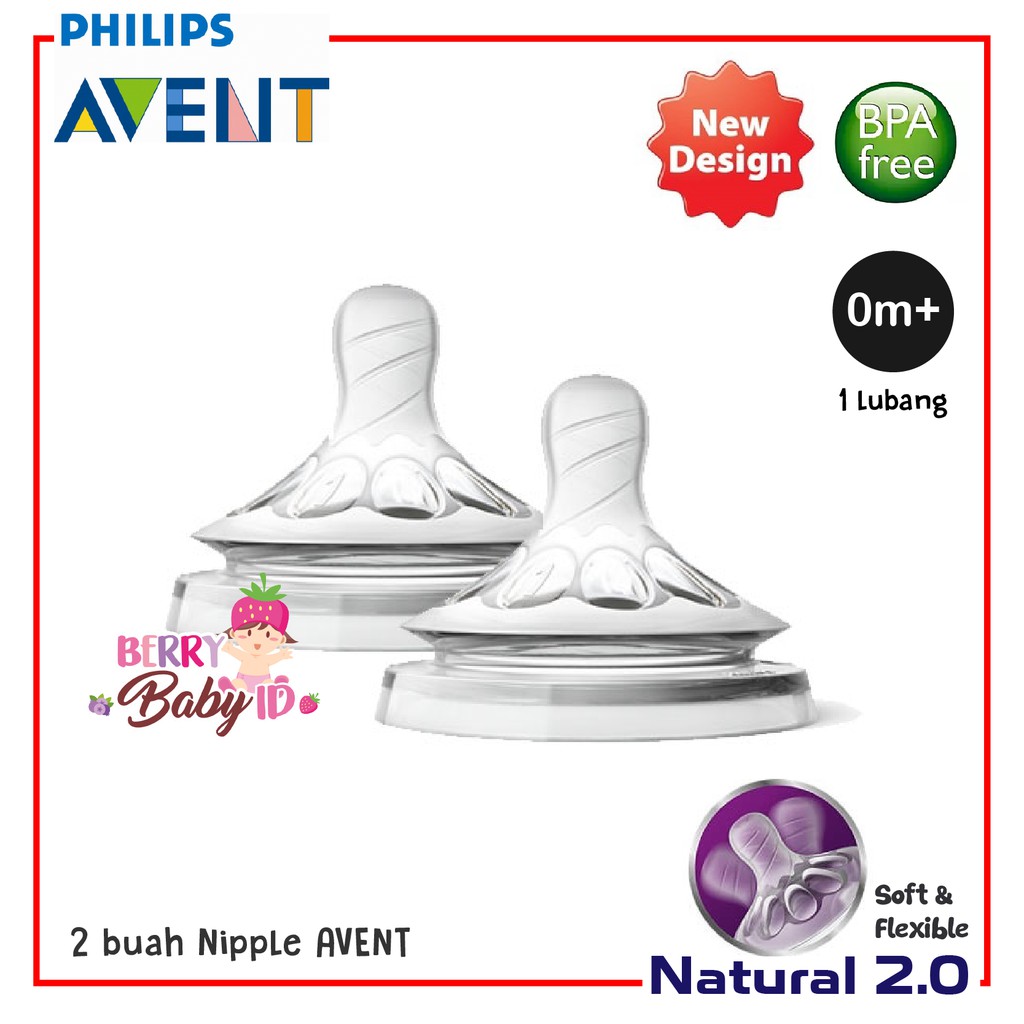 Philips Avent Natural Nipple Teat Dot 0m / 1m / 3m / 6m / 9m (Newborn Slow Med Fast Flow) Botol Susu Berry Mart