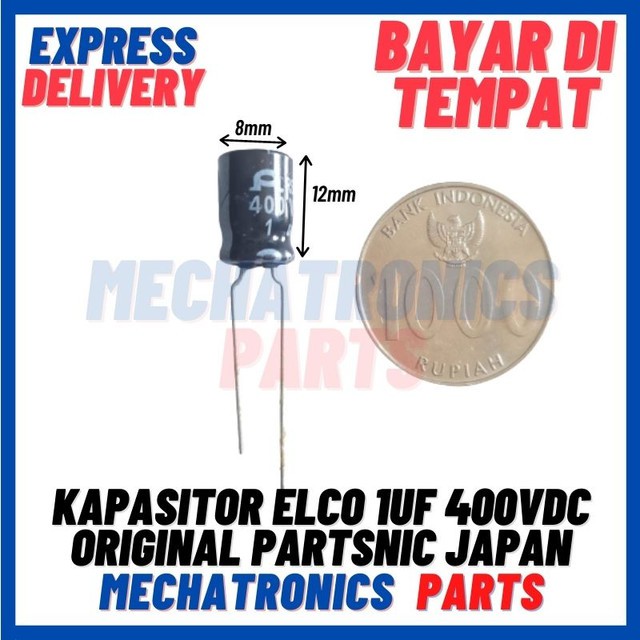 [PAS-9615] KAPASITOR ELCO 1UF 400VDC ORIGINAL PARTSNIC JAPAN