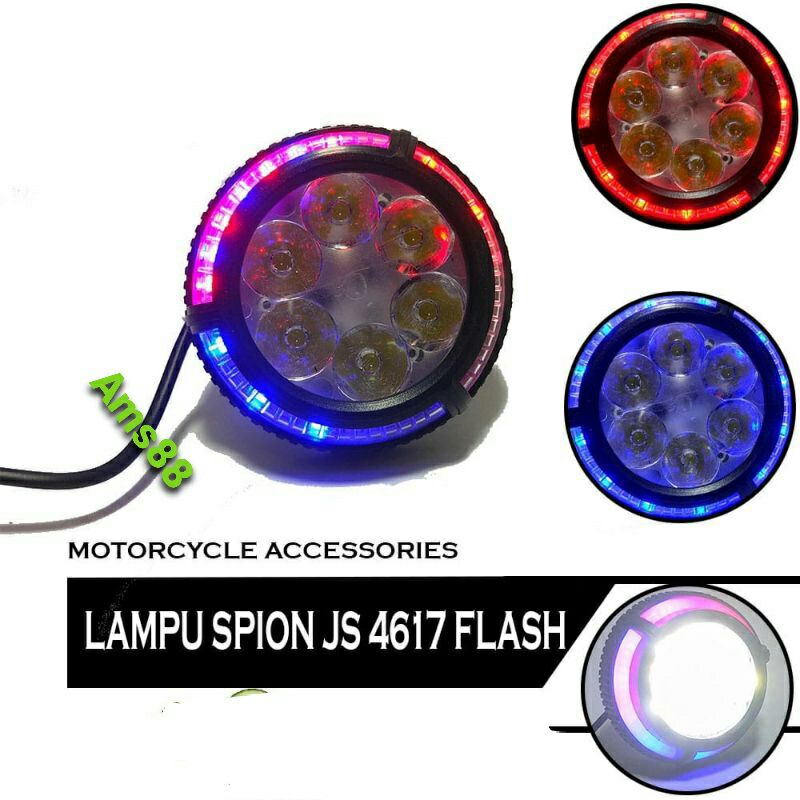 Lampu Tembak Sorot Breket Spion Led 6 Mata Angel Aye 5 mode Running