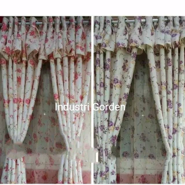 Gorden Jendela Dan Pintu Poni Rumbai Shabby Motif Bunga Jendela Pintu Minimalis Ruang Tamu Mewah Mur