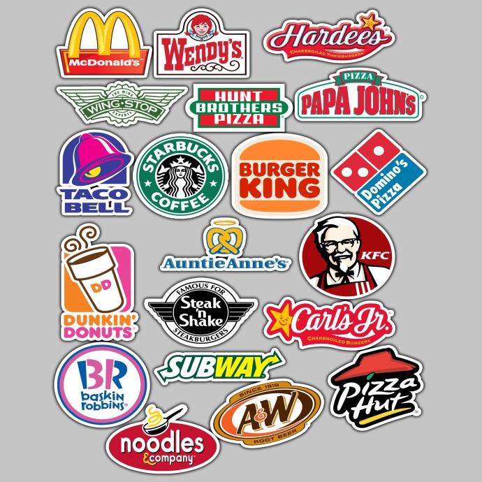

(BISA COD) STICKER PACK FAST FOOD BRAND LOGO HIGH QUALITY [20 PCS] FREE ONGKIR Kode 1020