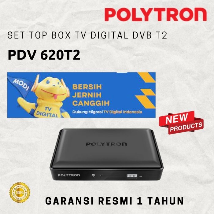 stb tv digital set top box DVB T2 POLYTRON PDV 620T2 tv digital garansi resmi 1 tahun original dan s