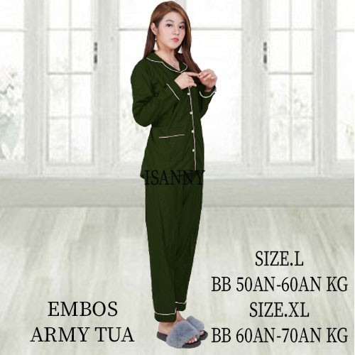 ISANNY PIYAMA SET PP SIZE.L/SATEN EMBOS PP/BAJU TIDUR/READY STOK/REAL PICT