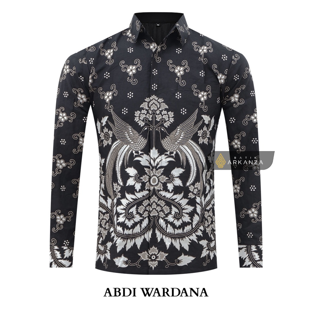 BATIK ARKANZA Motif ABDI WARDANA Hem Atasan Kemeja Baju Batik Pria Cowok Laki Laki Slimfit Full Lapis Furing Lengan Panjang Lengan Pendek Original Asli