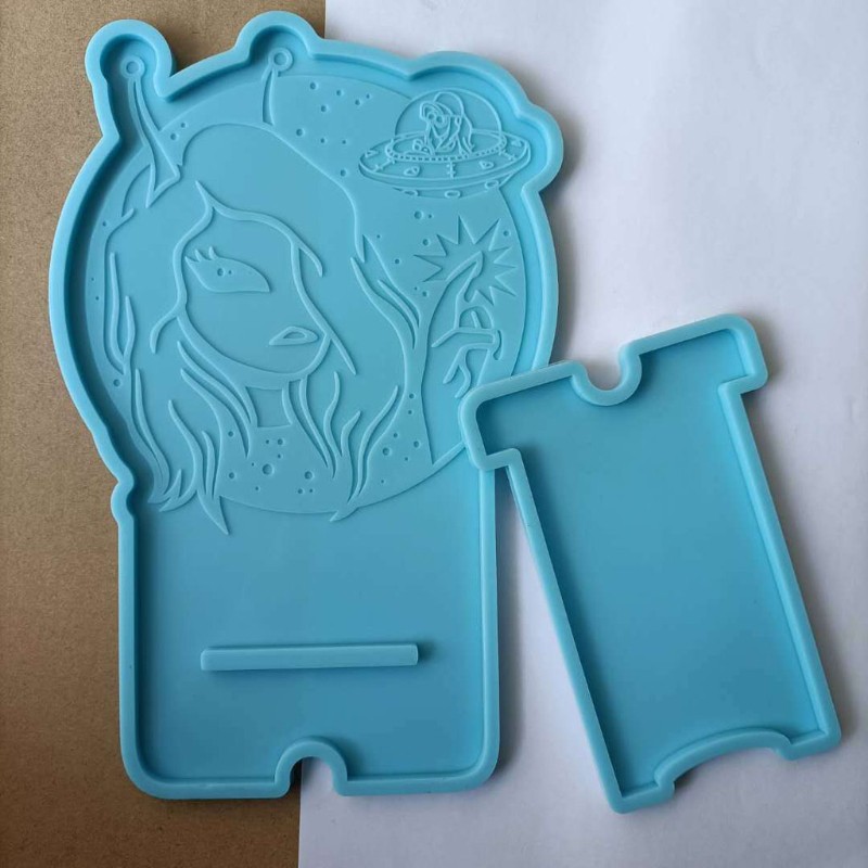 Glitter Handmade Cool Girl Mobile Phone Stand Silicone Resin Mold  Phone Holder Epoxy Resin Moulds Craft Cell Phone Bracket Mold